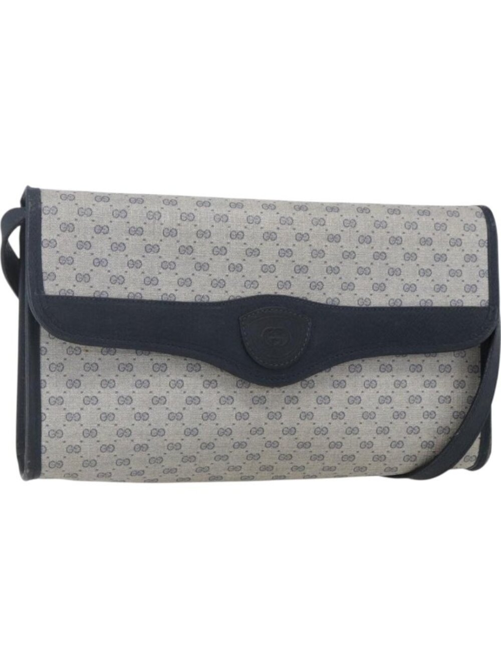 GUCCI Micro GG Canvas Bag PVC Leather Navy Gold 004 161 0670